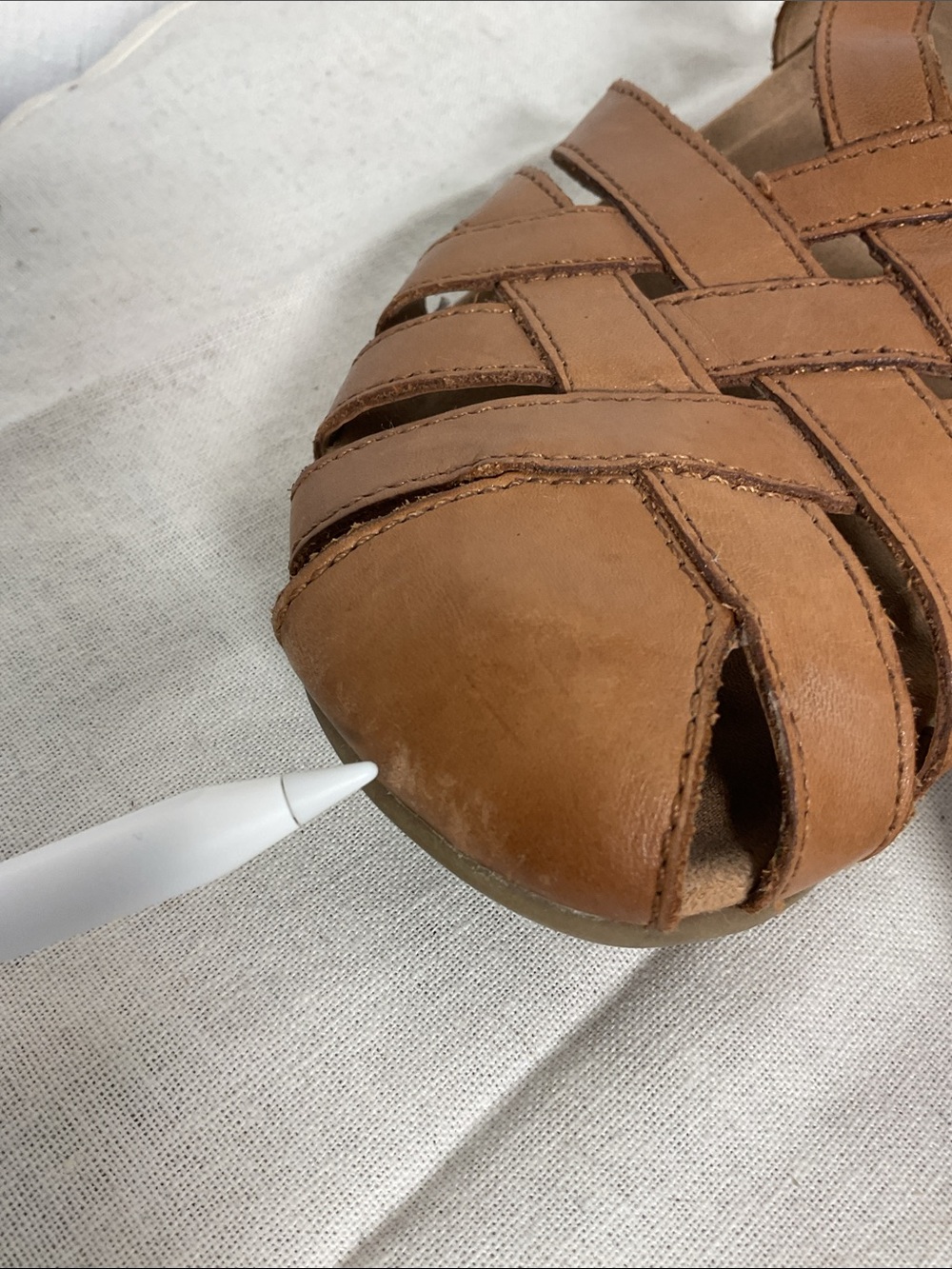 Earth Origins Berri Leather Fisherman Sandals 9.5M Tan Huarache Closed Toe Flat - Picture 10 of 10